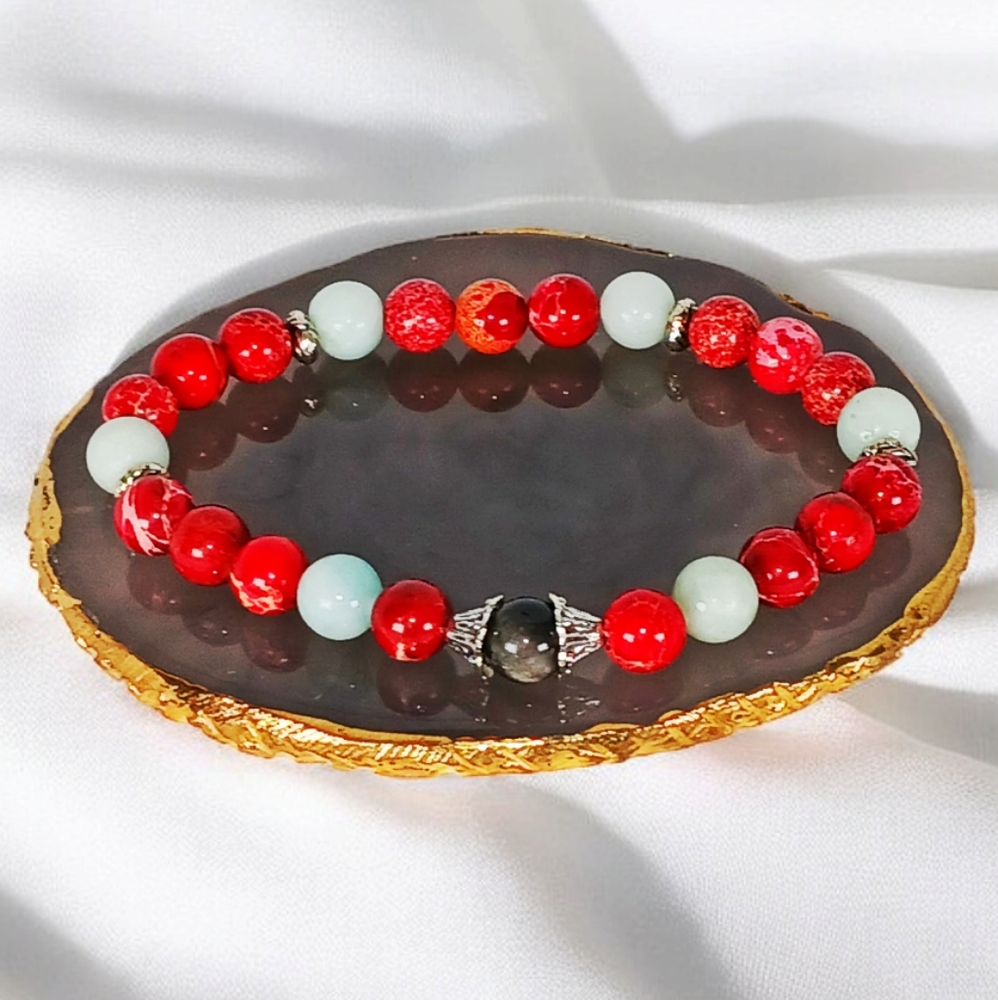 Obsidian Amazonite Sea Sediment Jasper Crystal Mini Mala Y2K Southwestern Aztec